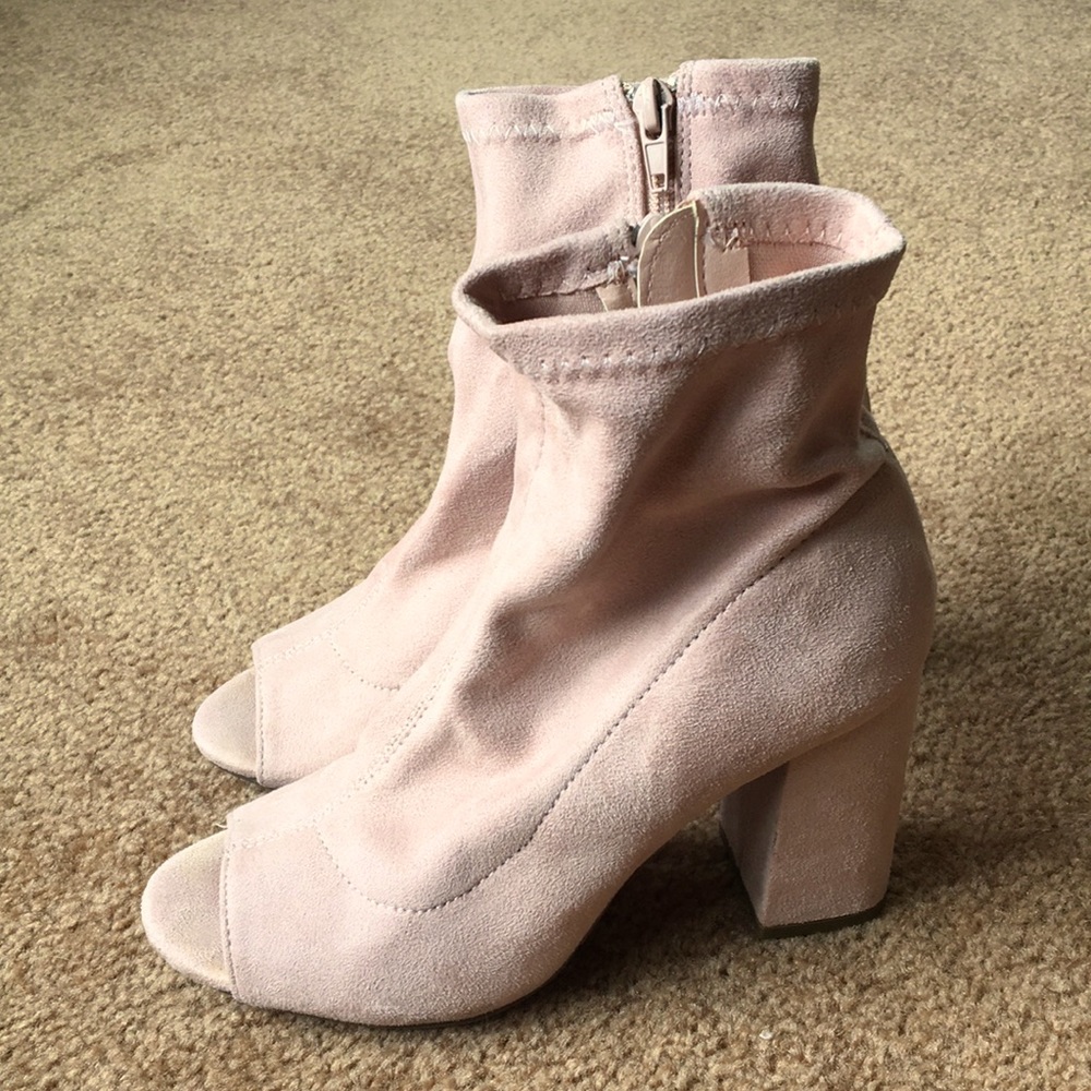 MIA Pink Peep Toe Sock Booties, US Women’s Size 6